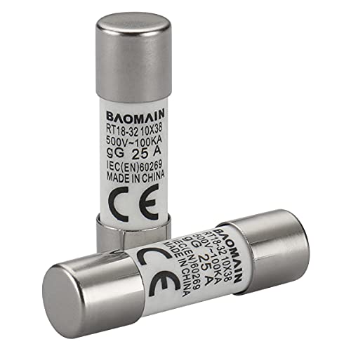 Baomain Fuse Link RT18-32 25A cilindrična keramička cijev 10x38mm 500V 100KA CE pakiranje od 20