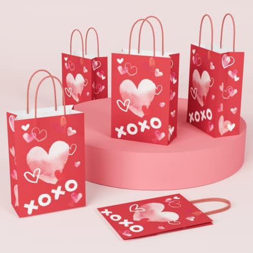 ECOHOLA akvarelna srca Kraft papirne poklon kese, 24kom papirne ambalaže zanatske kese za ljubav