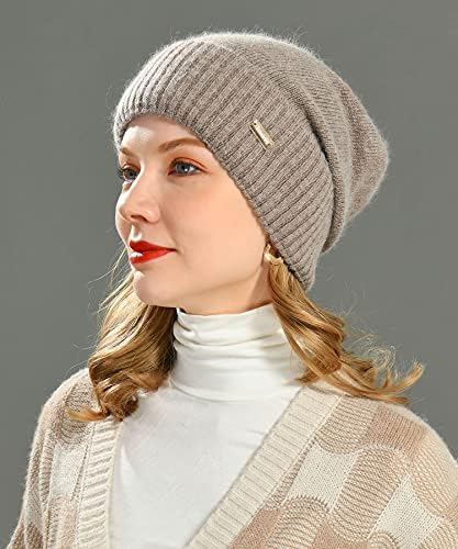 jaxmonoy kašmir Slouchy Beanies za žene zimske lagane djevojke vuneni pleteni šešir s manžetnama meka topla Slouch kapa