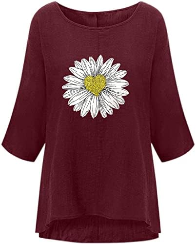 3/4 rukavska odjeća Crewneck Grafički grafički kapri Torp majica za ženska bluza Jesen Ljetni