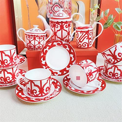Liuzh crvena rešetka razlika s kostima porculan europski čaj i tanjur popodne čajnik postavljen čaše