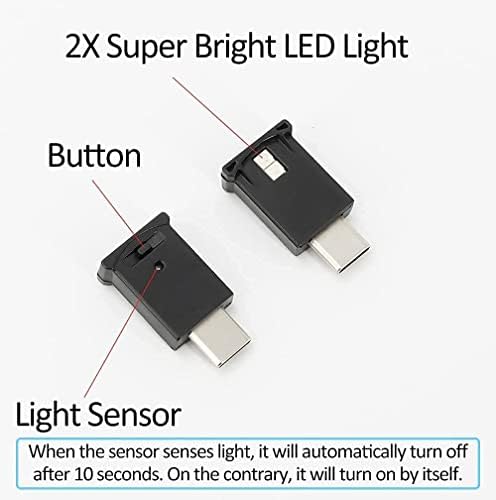 MINI USB TIP C LED RGB Svjetlina Svjetlina Podesiva 8 Boja promjenjiva za automobil, laptop,