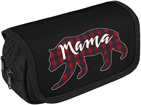 Mama Bear Plaid pernica olovka torbica ručni Organizator šminke torba velikog kapaciteta kozmetički prijenosni