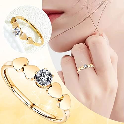Žene Obećavaju prsten lično moda Ljubav simetričan cirkonski venčani prsten prijedlog prijedloga od nehrđajućeg čelika Podudaranje prstenova
