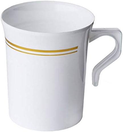 50 teška za jednokratnu upotrebu bijele plastike 8 oz. Šalice za kafu sa zlatnim oblogom / čaj, kapućino,