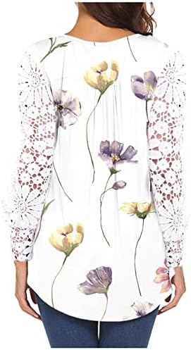 2023 Ženska proljeće i ljetne majice s dugim rukavima 1/3 dolje Down Cherton Crewneck Premium cvjetni