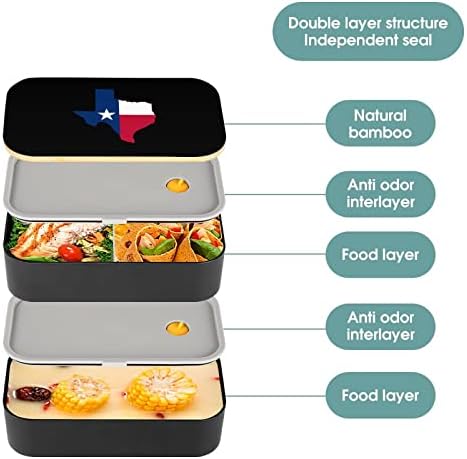 Texas State Flag Mapa Dvostruki sloj Bento ručak s pribor za ručak za ručak sadrži 2 kontejnere