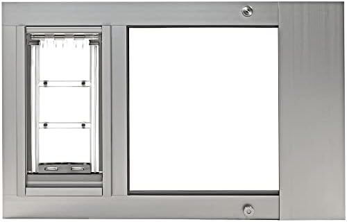 Endura Flap vrata za kućne ljubimce za sash prozore | Energetski učinkovit prozor sa dvostrukim izolacijskim preklopom | Jednostavna instalacija u vertikalnim kliznim prozorima | Srebro, srednje preklop, širina prozora 37 -40