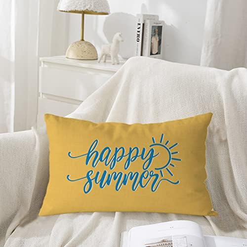 Gagec ljetni jastuk natpise 20x12 inčni sretni ljetni žuti jastuci pokrivaju ljetni dekor kauča