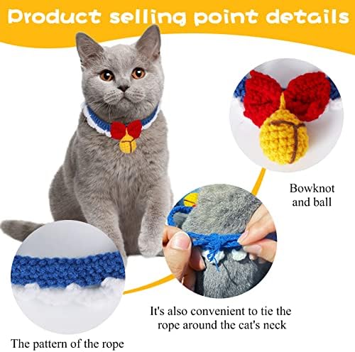 Ovratnik za mačke sa Tihim zvonom ručno izrađen pleteni kostim podesivi dodatak za mačke lakši od 10 kg