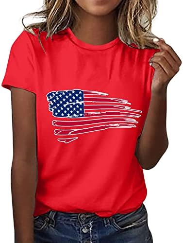 Košulje od 4. jula Žene USA Zastava Košulje Ležerne prilike ljetne vrhove kratkih rukava Tee Stripes Tie-Dye Comfy Loose Tees Vrhovi