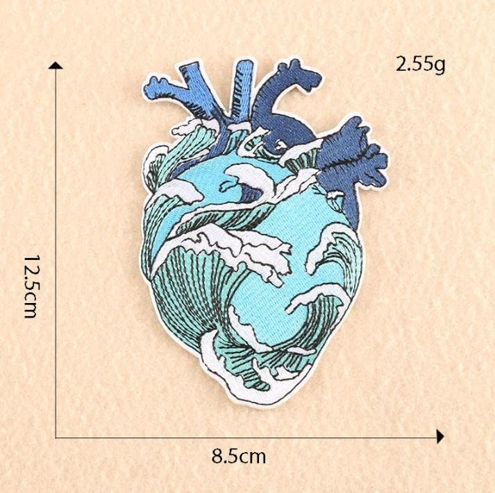 2pcs valovi srca svi vide oko na srčanim zakrpama šivati ​​željeznu na izvezenom šivaćim značkim