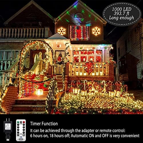 Knona otvorenom božićne svjetlo 1000 LED 393,7ft dugačak sa 8 načina i tajmera, unutarnji utikač u Twinkle Fairy Lights Decor za kućne Xmas svadbene zabave uređenje dvorišta