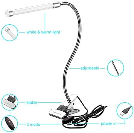 XUNMAIFDL prijenosna stolna svjetiljka, LED stočna svjetiljka USB gumb Noćna svjetlost, klipnik