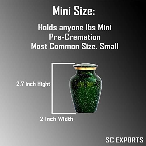 Scexports Forever Mini kremiranje urne za ljudske pepeo prekrasne male urne zelene boje s premium slučajem ručno izrađenim kremacijskim urnema za pepeo trajnoj počast vašoj voljenoj osobi