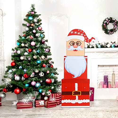 STEFORD 3 komada Slaganje kutije dekorativni Božić Poklon kutija sa poklopcima, veliki Santa Claus