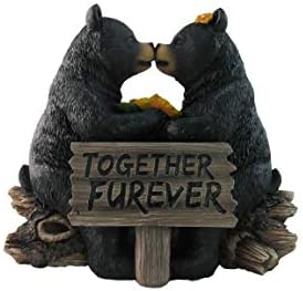 DWK Med Love Black Bear Par ljubljenje sa simpatičnom znaku figurine | Ljubavni ukrasi za kućni ured