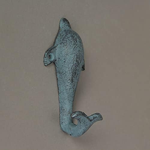 Zeckos set od 3 šarene livene željezne delfinske ukrasne zidne kuke Obalni okean Décor 5 inča visoko