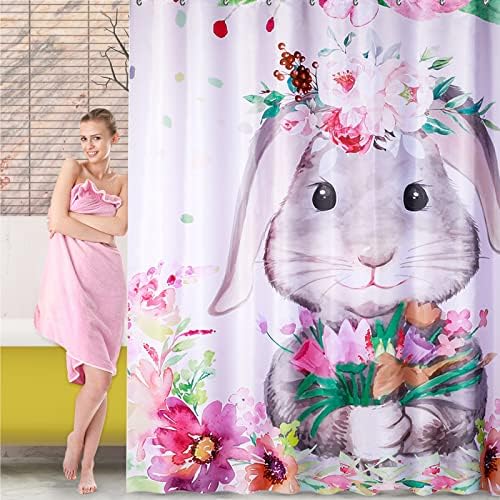 Tegeme uskršnji tuš zavjesa zečji Uskršnji kupaonica za zavjese proljeće cvijeće smiješno zečje tkanine