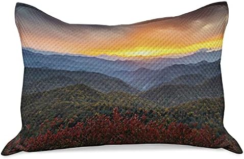 Ambesonne Appalachian Pleted Pletelica, fascinantna panoramska fotografija slikovitog zalaska sunca u Blue Ridge Parkway, standardni kralj jastučni jastuk za spavaću sobu, 36 x 20, višebojni