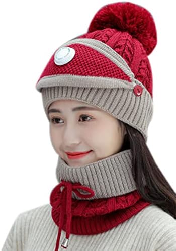 Set maski za šal za odrasle zimski flis obloženi šeširom otpornim na vjetar plišani topli integrisani šešir Ski šešir sa Pompom