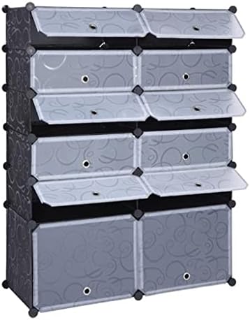 WDBBY Modular Cube Storage Unit 12-Cube DIY stalak za cipele Organizator plastični ormar sa vratima 6 Tier Sloset ormar 10Small&2large ćelije