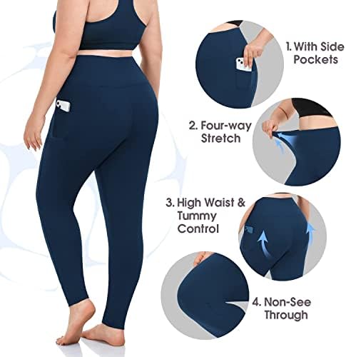 Morefeel Plus Size helanke za žene sa džepovima-rastezljive X - 4xl trbuščić control trening visokog struka crne pantalone za jogu