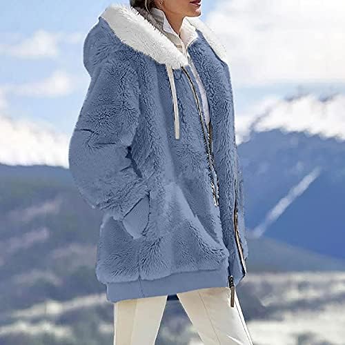 Foveguo duge kaputi za žene zima, klasični džemper za ženske zabave u punom rukavu zimske kapuljače Sofste