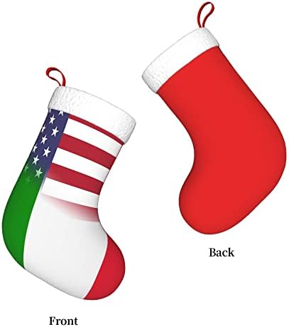 QG ZZX Božićne čarape sa bijelim super mekom plišanom manžetnom zastavama i talijanskom zastavom Xmas Božićne