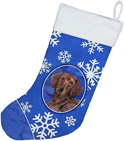 Caroline's SC9368-CS jazavčarske zimske snježne pahulje praznične čarape, kamin Viseće čarape Božićna sezona
