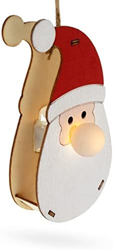 Drveni Božićni ukras Santa sa svjetlosnim izrezom nosa