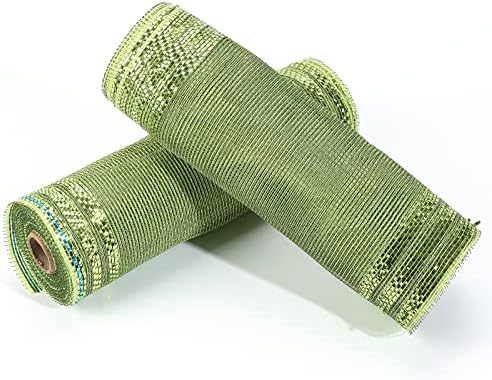 Icelily Green Deco mreža 2 Rolks deco poliesterska mreža, 25.4 cm x 9.1 m po rolu metalik