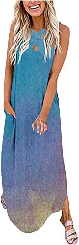 Ženska Maxi haljina ljetna boja za kravatu plus veličine haljine bez rukava izrez Wrap Tank haljina za odmor