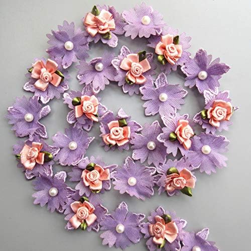 1 metar biserna cvijeta čipka za rubne obloge 4,5cm širina vintage stil ljubičasti ivica ukrasi tkanina izvezena