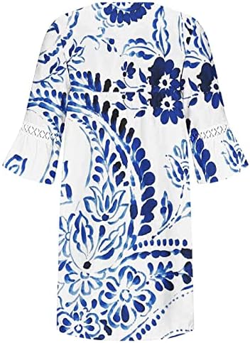 Cotecram haljine za žene 2023 Ležerno cvjetno tiskovina ljetna haljina V-izrez 3/4 rukava Boho Plus
