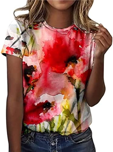 Annhoo Boat vrat za majice za dame Ljeto Jesen Gradient grafički grafički grafički bluze T majice TEEN Girl