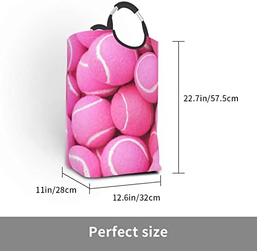 Svijetle ružičaste teniske loptice 50L kvadratna torba za prljavu odjeću sklopiva / sa ručkom za nošenje / pogodna za putovanja u kućni ormar u kupaonici