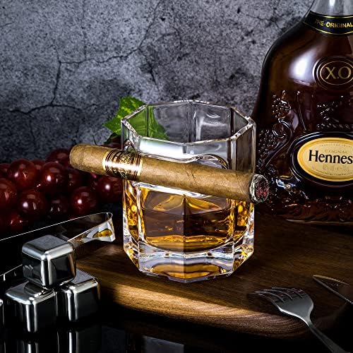 Youyah Cigar naočare za viski sa držačem za cigare-Set od 2,pribor za cigare,kristalni set stakla za