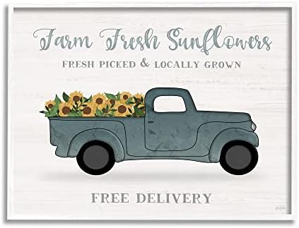 Stupell Industries Farm Fresh Sunflowers Rustikalni Kamionet Znak Uokvirena Zidna Umjetnost,