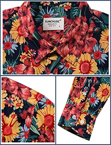 TUNEVUSE muške duge rukave cvjetna haljina Shirt Flowered Pattern Print dugme Down Shirts pamuk