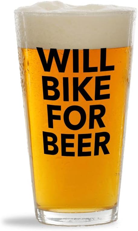 Flairy Land beer Lover Pint Glass 16oz-Bike for Beer-Bike Riders Mountain Biking Bikers Bicycle Beer