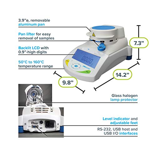 Adam oprema PMB 202 analizator vlage, sa Halegon lampom, kapacitet 200g, čitljivost 0,01 g