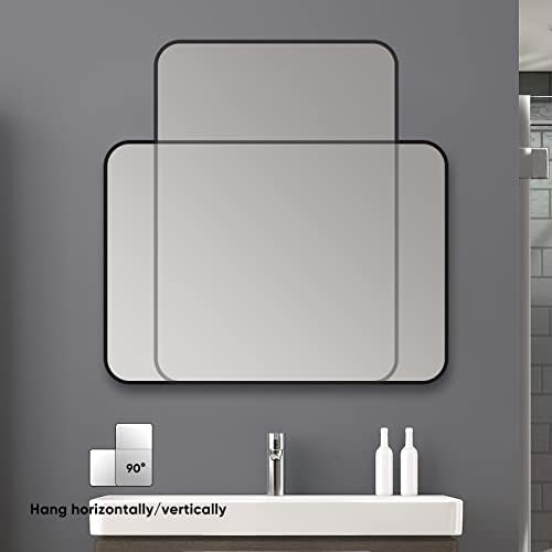 SNUGACE crno toaletno ogledalo za kupatilo, pravougaoni okvir zidna ogledala za kupatilo, 30x36 inča