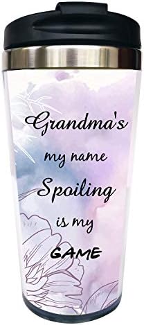 Waldeal baka je moje ime, Spoilin's my Game Travel šolja za kafu sa preklopnim poklopcem, najbolja baka ikada vakuumski izolovana čaša od nerđajućeg čelika 15 OZ, Božićna šolja za Majčin dan za žene baka