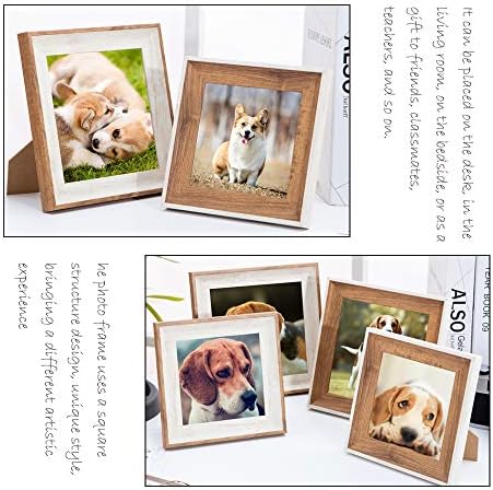 Drveni 6x6 kvadratni okviri za slike sa akrilom-Set 2 - zidni nosač & Tabela Top Display Photo Frames Decor, Izvrstan za bebe slike, vjenčanja, portreti, Božić poklone