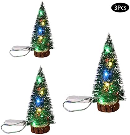 Mini božićno stablo umjetno radnotop DIY Xmas ukrasi sa LED string svjetlima Kućni 3pcs