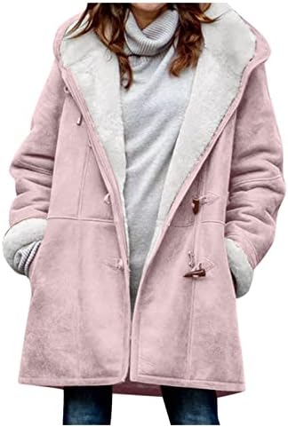 Zimski kaputi za žene retro topli dugi rukav plus veličina jakna ruga kopča džepni kapuljač spuštena gusta gornja odjeća