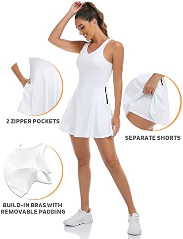 Hiverlay teniske haljine za žene trkački rukav 2 džepovi za vežbanje vežbanja UPF 50+