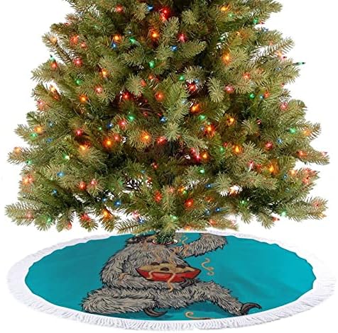Sloth uživa u jedu suknje za božićnu stablu Xmas Tree Mat Tassel ukrasi za ukrase za odmor 30/36/48