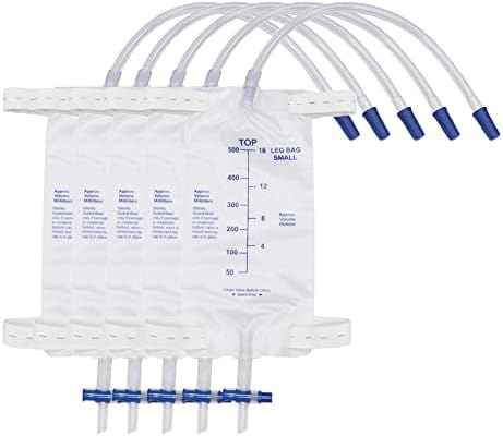 Ixaer torba za urinu za urine kolekcija urine sa anti-reflektovom komore za lateks BESPLATNO 500ml, pakovanje od 5